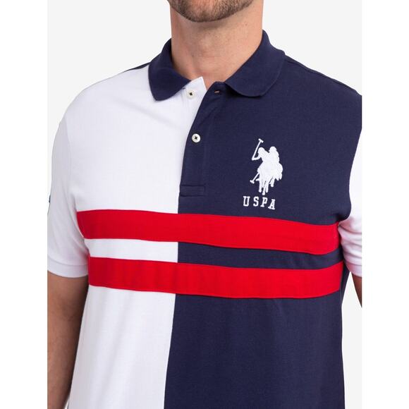 U.S. Polo Assn. Men's Slim Fit Short Sleeve Color Block Pique Polo Size Medium - Picture 2 of 6